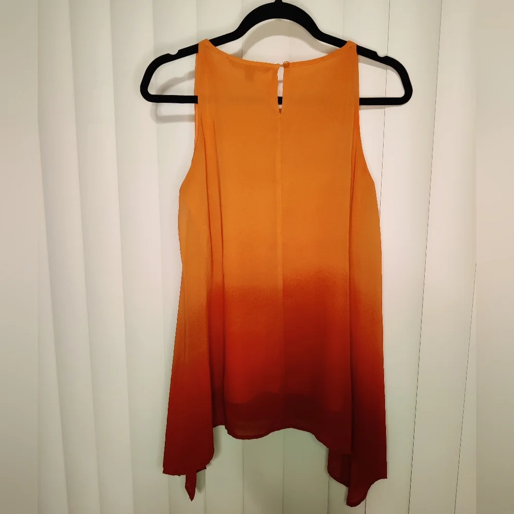 Zac & Rachel Sleeveless Blouse Peach and Red Size Small - Picture 2 of 3